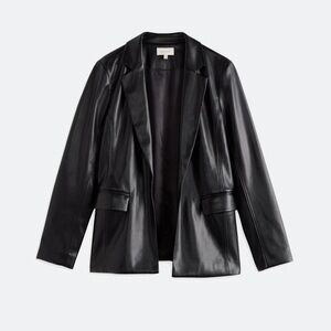 Skies Are Blue Black Faux Leather Boyfriend Blazer L